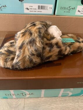 DIBA True Leopard Faux-Fur Slide Slippers - Leopard Print